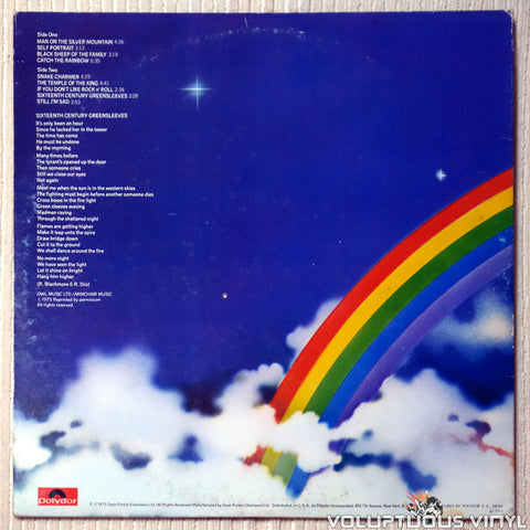 Rainbow ‎– Ritchie Blackmore's Rainbow vinyl record back cover