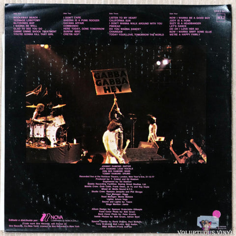 Ramones ‎– It's Alive vinyl record back cover