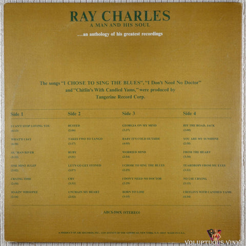 Ray Charles ‎– A Man And His Soul vinyl record back cover
