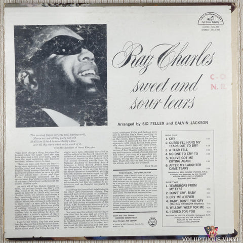 Ray Charles ‎– Sweet & Sour Tears vinyl record back cover