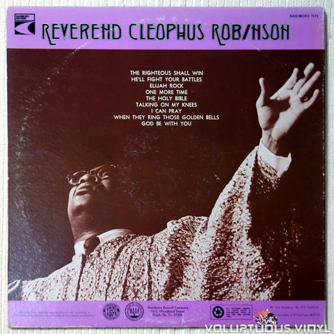Reverend Cleophus Robinson ‎– The Righteous Shall Win vinyl record back cover