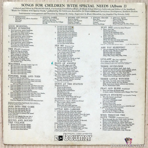 Richard Robinson, William Reeve ‎– Songs For Children With Special Needs (Album 2) vinyl record back cover