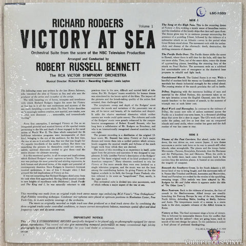 Richard Rodgers, Robert Russell Bennett ‎– Victory At Sea Volume 1 vinyl record back cover