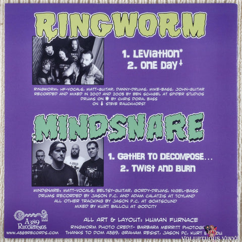 Ringworm / Mindsnare ‎– Your Soul Belongs To Us... vinyl record back cover