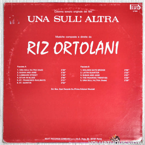 Riz Ortolani ‎– Una Sull'Altra Soundtrack - Vinyl Record - Back Cover