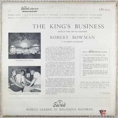 Robert Bowman – The King's Business vinyl record back cover