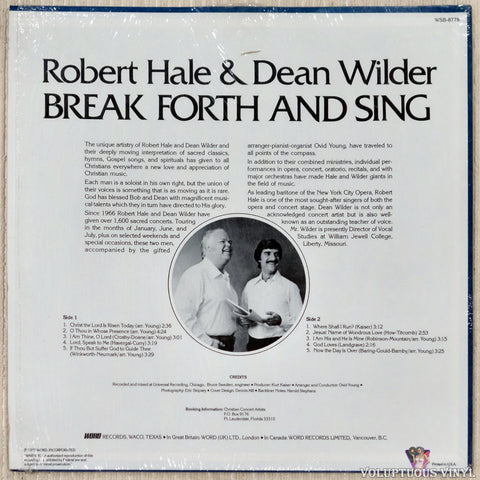 Robert Hale & Dean Wilder ‎– Break Forth And Sing vinyl record back cover