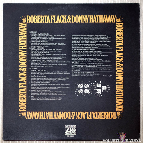 Roberta Flack & Donny Hathaway ‎– Roberta Flack & Donny Hathaway vinyl record back cover
