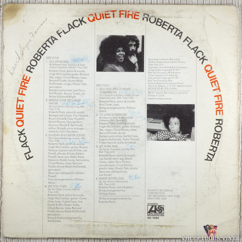 Roberta Flack – Quiet Fire vinyl record back cover