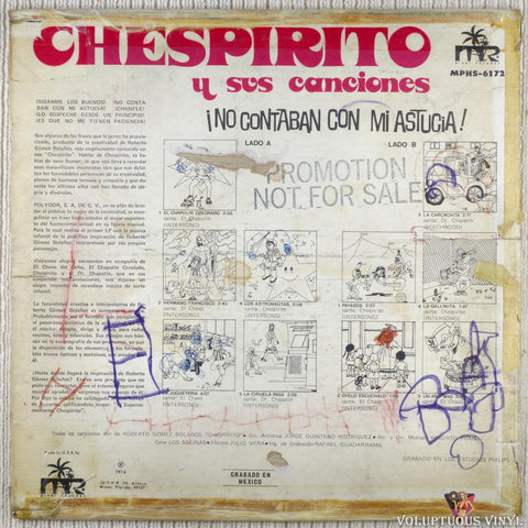 Roberto Gomez Bolaños – Chespirito Y Sus Canciones ¡No Contaban Con Mi Astucia! vinyl record back cover
