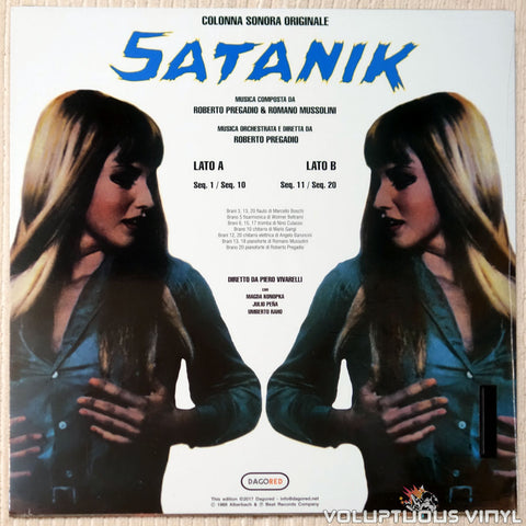Roberto Pregadio & Romano Mussolini ‎– Satanik (Original Soundtrack Music) vinyl record back cover
