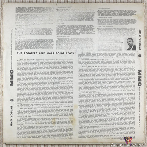 Rodgers & Hart ‎– The Rodgers And Hart Song Book Volume 6 vinyl record back cover