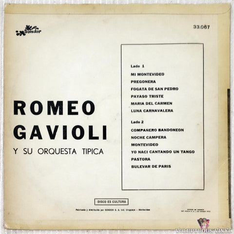 Romeo Gavioli Y Su Orquesta Tipica ‎– Romeo Gavioli Y Su Orquesta Tipica vinyl record back cover
