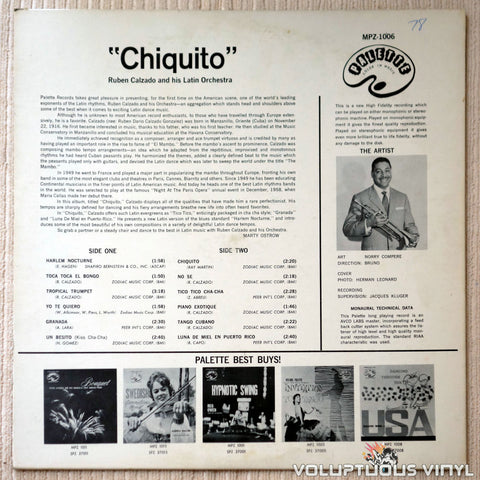 Ruben Calzado And His Latin Orchestra ‎– Chiquito - Vinyl Record - Back Cover