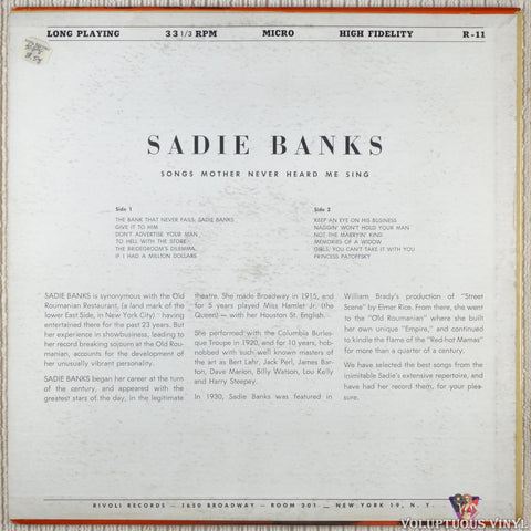 Sadie Banks ‎– Songs My Mother Never Heard Me Sing vinyl record back cover