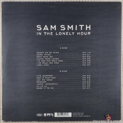 Sam Smith ‎– In The Lonely Hour vinyl record back cover