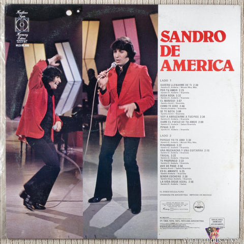 Sandro – 18 Auténticos Éxitos vinyl record back cover