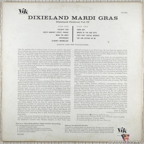 Santo Pecora And His Tailgaters – Dixieland Festival, Vol. 4: Dixieland Mardi Gras vinyl record back cover