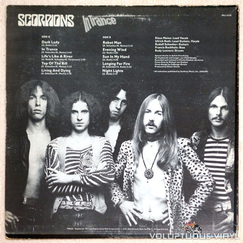 Scorpions In Trance Vinyl Record Back Cover