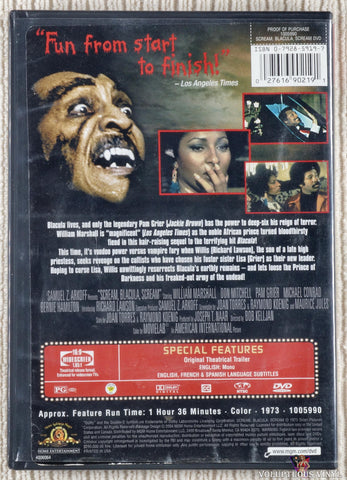 Scream, Blacula, Scream DVD back cover