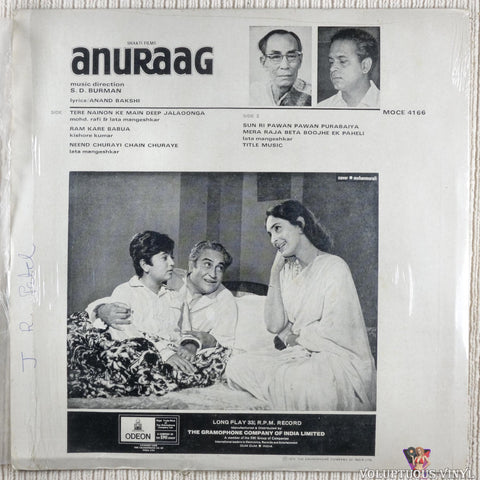 S. D. Burman ‎– Anuraag vinyl record back cover
