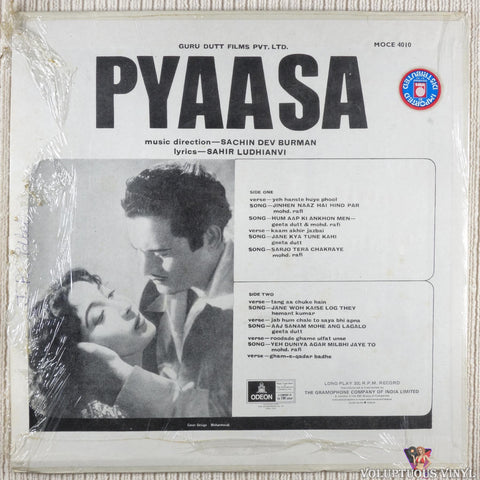 S. D. Burman – Pyaasa vinyl record back cover