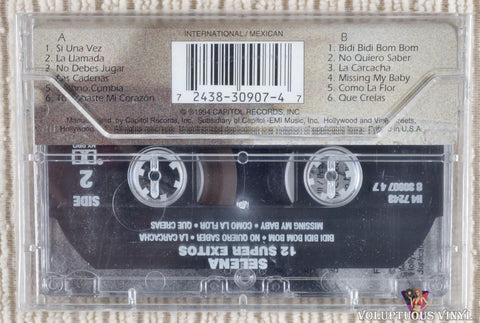 Selena ‎– 12 Super Exitos cassette tape back cover