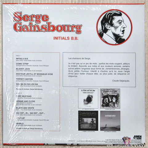 Serge Gainsbourg ‎– Initials B.B. vinyl record back cover