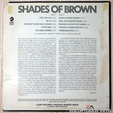 Shades Of Brown ‎– S.O.B. - Vinyl Record - Back Cover