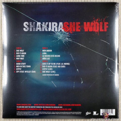 Shakira – She Wolf vinyl record back cover