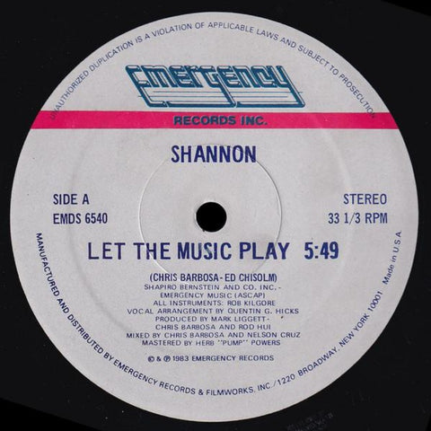 Shannon – Let The Music Play (1983) 12" Single