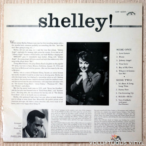 Shelley Fabares Shelley! vinyl record back cover
