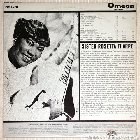 Sister Rosetta Tharpe ‎– Sister Rosetta Tharpe - Vinyl Record - Back Cover