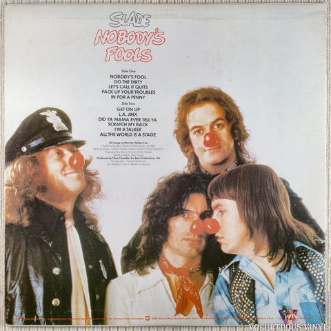 Slade ‎– Nobody's Fools vinyl record back cover