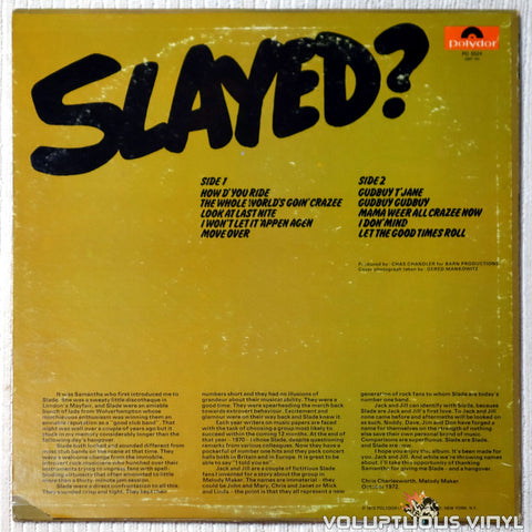 Slade ‎– Slayed? - Vinyl Record - Back Cover