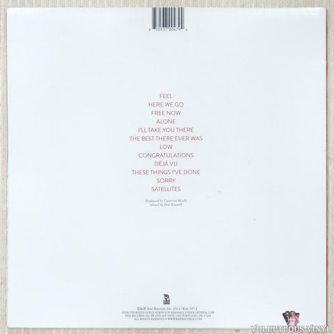 Sleeping With Sirens ‎– Feel vinyl record back cover