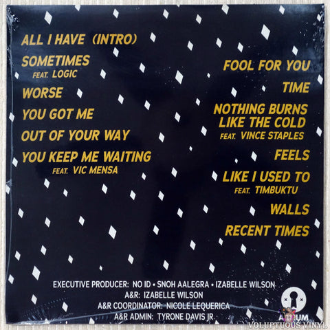 Snoh Aalegra ‎– Feels vinyl record back cover