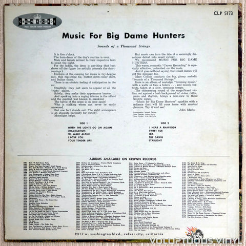 Sounds Of A Thousand Strings – Music For Big Dame Hunters vinyl record back cover