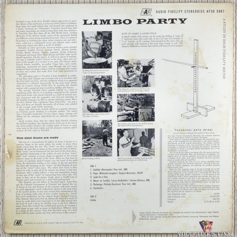 Southern Tropical Harmony Steel Band – Limbo Party vinyl record back cover