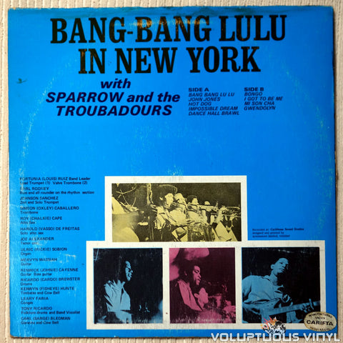 Sparrow And The Troubadours Bang-Bang Lulu In New York vinyl record back cover