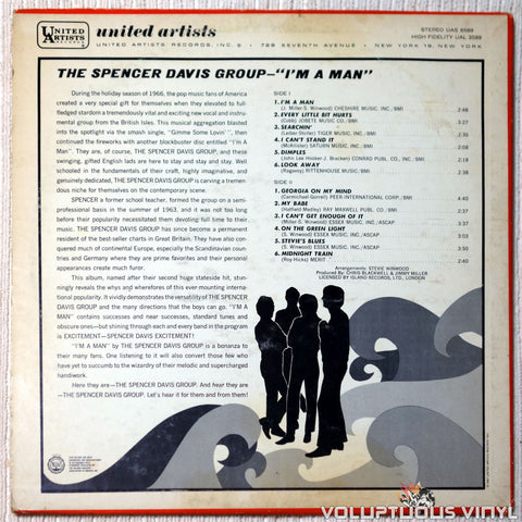 The Spencer Davis Group ‎– I'm A Man vinyl record back cover