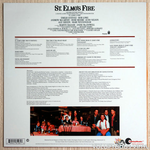 Various ‎– St. Elmo's Fire Soundtrack - Vinyl Record - Back Cover