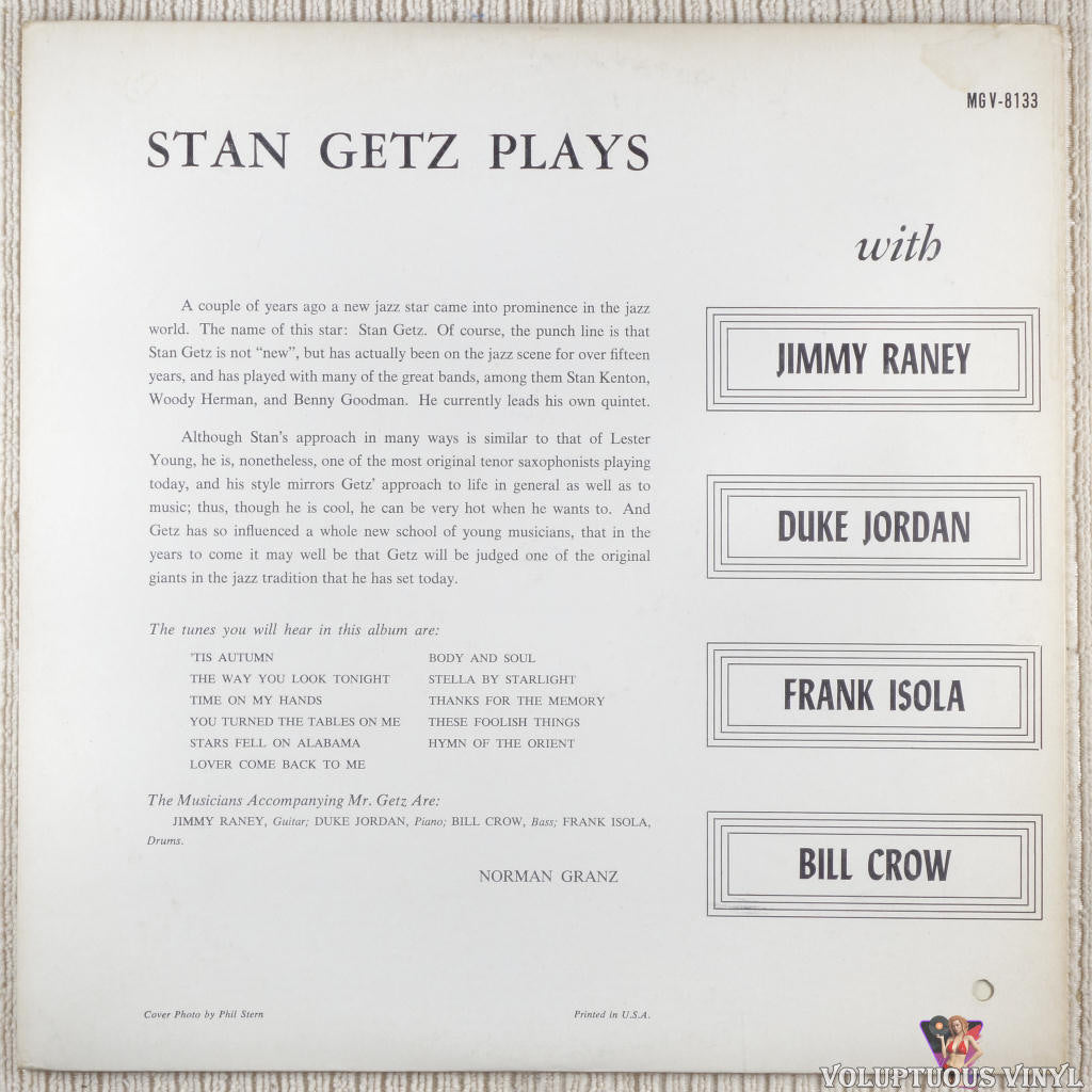 Stan Getz – Stan Getz Plays (1957) Vinyl, LP, Album, Compilation
