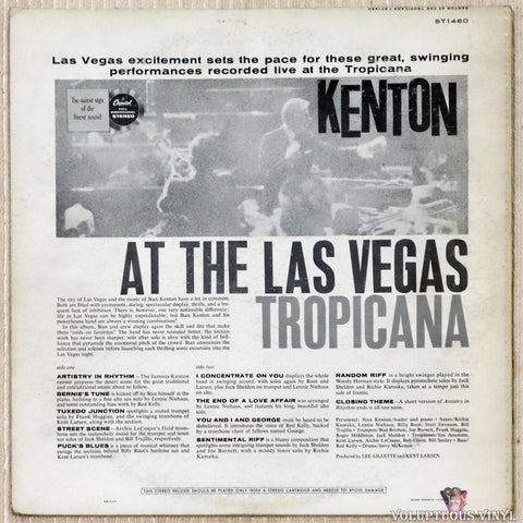 Stan Kenton ‎– Kenton Live From The Las Vegas Tropicana vinyl record back cover