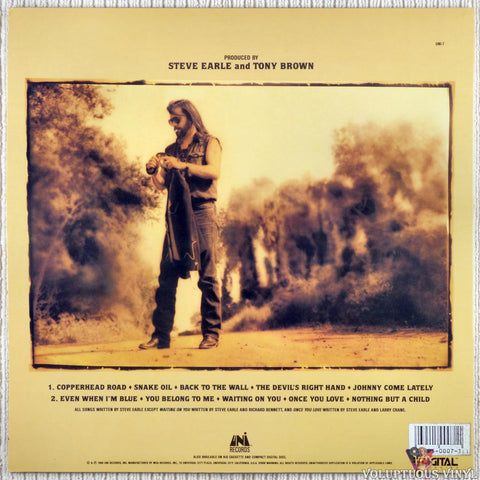 Steve Earle ‎– Copperhead Road vinyl record back cover