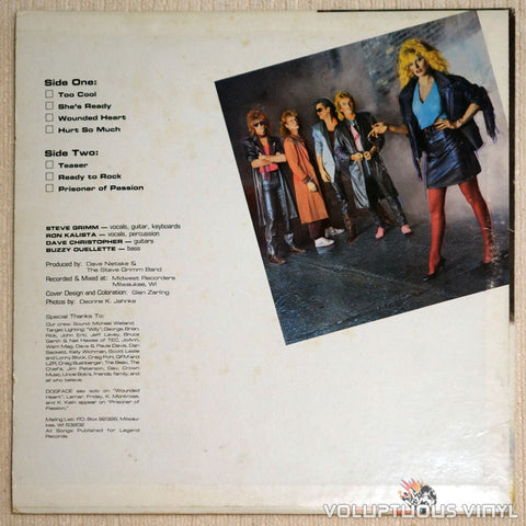 The Steve Grimm Band ‎Prisoner Of Passion Vinyl Record Back Cover