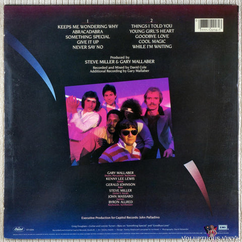 Steve Miller Band ‎– Abracadabra vinyl record back cover