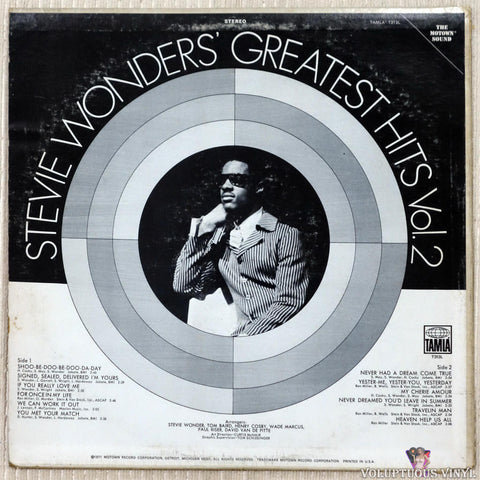 Stevie Wonder ‎– Stevie Wonder's Greatest Hits Vol. 2 vinyl record back cover