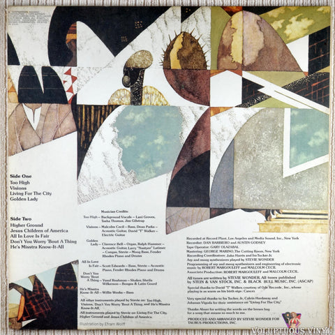 Stevie Wonder ‎– Innervisions vinyl record back cover