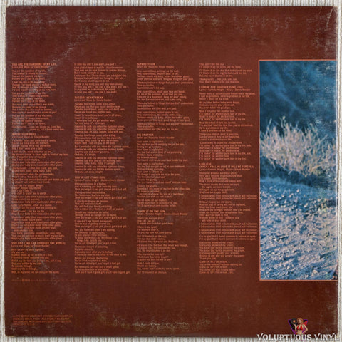 Stevie Wonder – Talking Book vinyl record back cover
